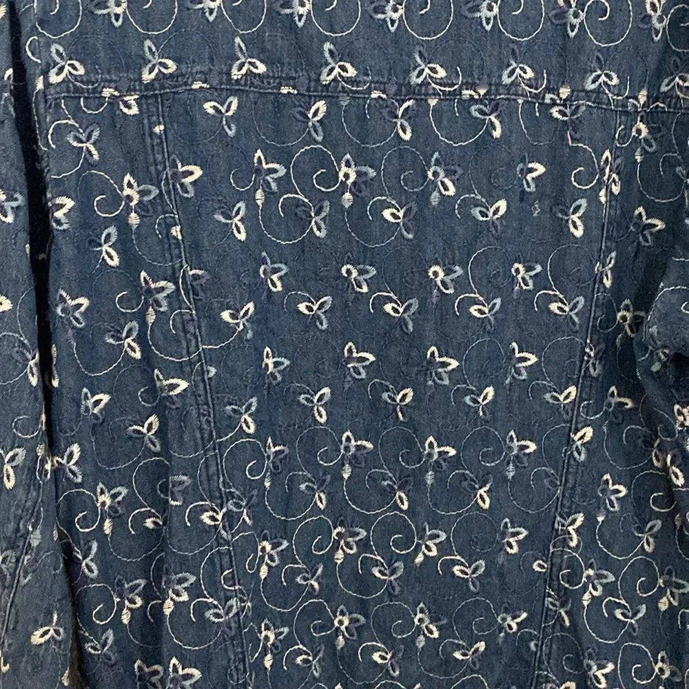 Analogy-Jean jacket with floral embroidery- 100% cotton- Size large - Picture 7 of 7
